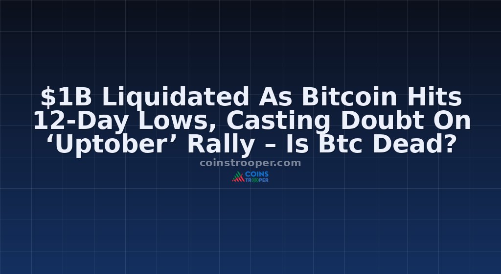 $1B Liquidated As Bitcoin Hits 12-Day Lows, Casting Doubt On ‘Uptober’ Rally – Is Btc Dead?