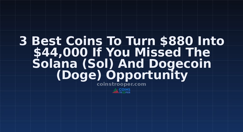 3 Best Coins To Turn $880 Into $44,000 If You Missed The Solana (Sol) And Dogecoin (Doge) Opportunity