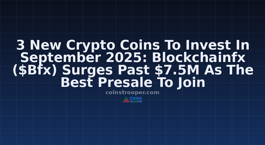 3 New Crypto Coins To Invest In September 2025: Blockchainfx ($Bfx) Surges Past $7.5M As The Best Presale To Join