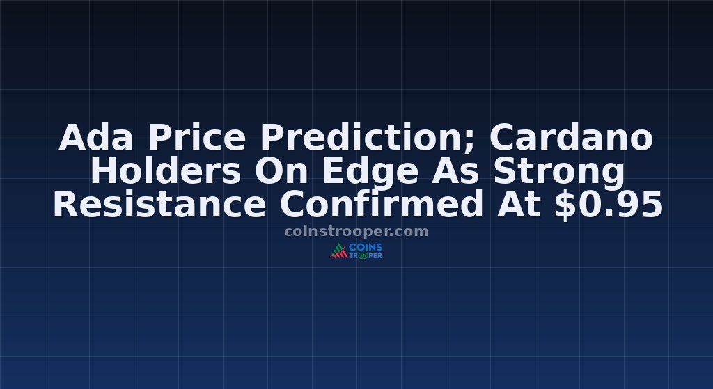 Ada Price Prediction; Cardano Holders On Edge As Strong Resistance Confirmed At $0.95