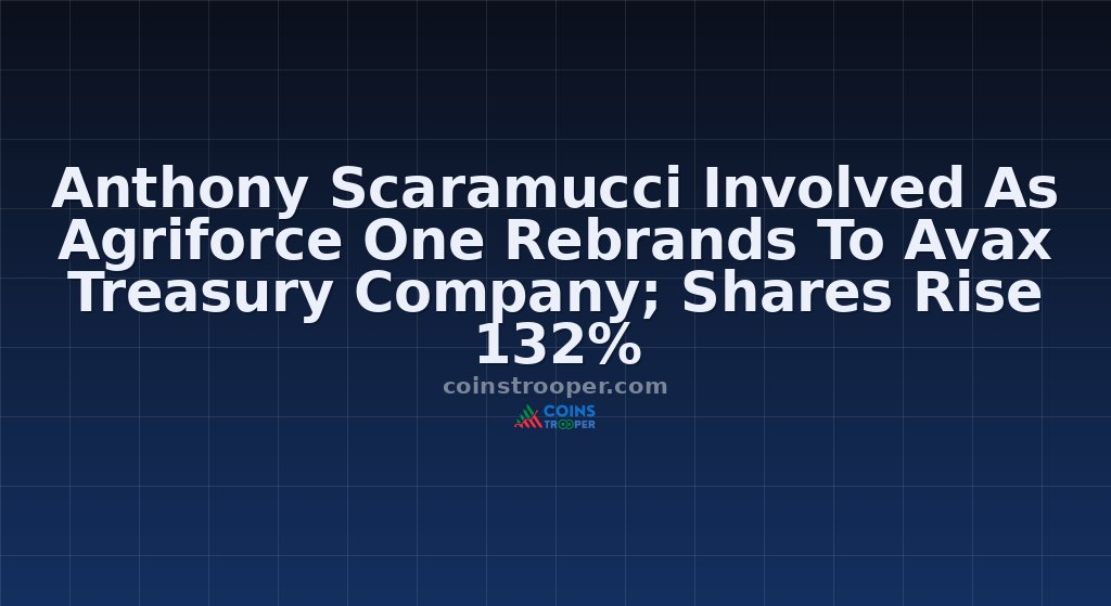 Anthony Scaramucci Involved As Agriforce One Rebrands To Avax Treasury Company; Shares Rise 132%