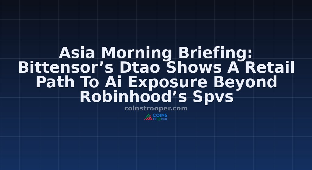 Asia Morning Briefing: Bittensor’s Dtao Shows A Retail Path To Ai Exposure Beyond Robinhood’s Spvs