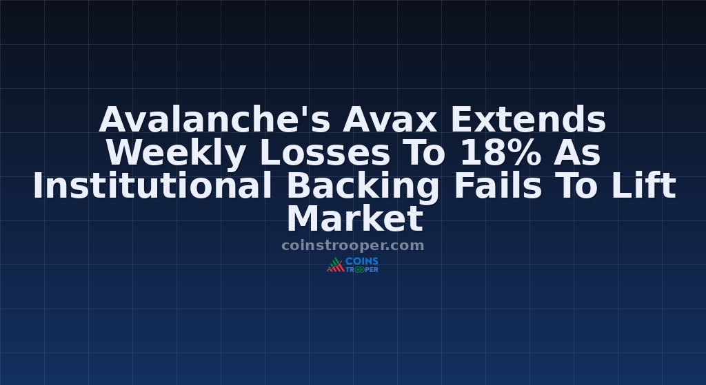 Avalanche's Avax Extends Weekly Losses To 18% As Institutional Backing Fails To Lift Market