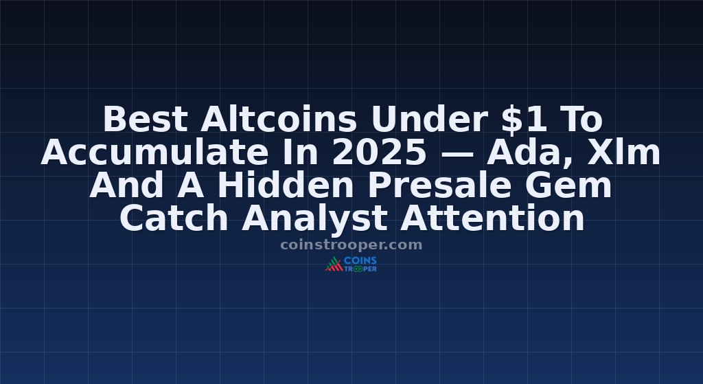 Best Altcoins Under $1 To Accumulate In 2025 — Ada, Xlm And A Hidden Presale Gem Catch Analyst Attention