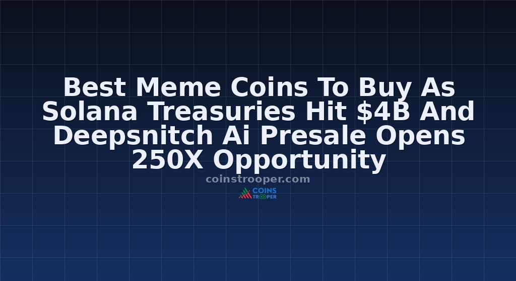 Best Meme Coins To Buy As Solana Treasuries Hit $4B And Deepsnitch Ai Presale Opens 250X Opportunity