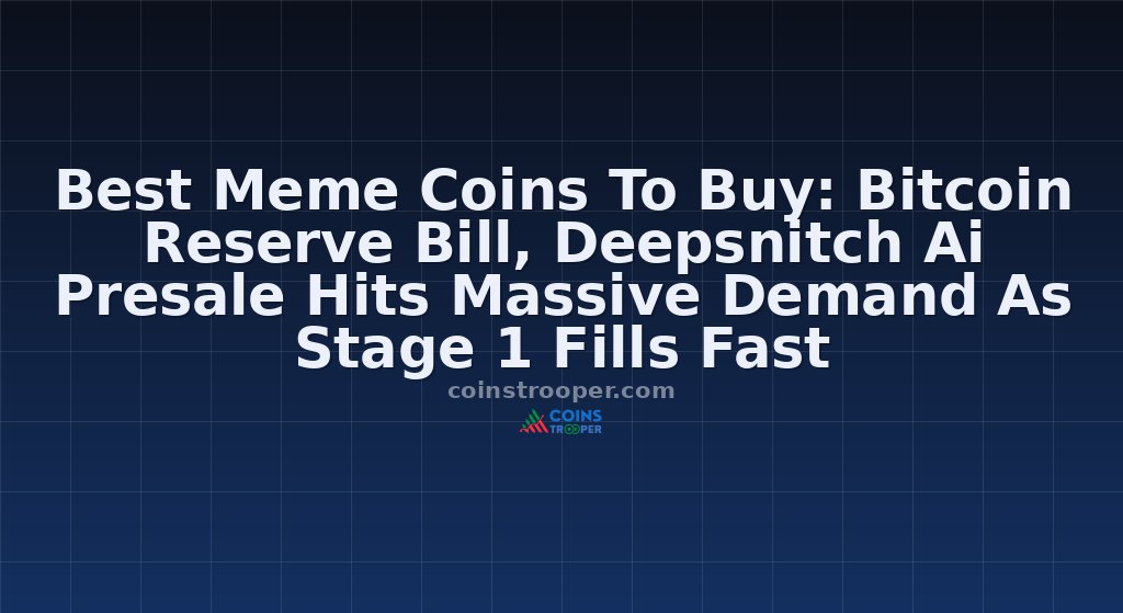 Best Meme Coins To Buy: Bitcoin Reserve Bill, Deepsnitch Ai Presale Hits Massive Demand As Stage 1 Fills Fast