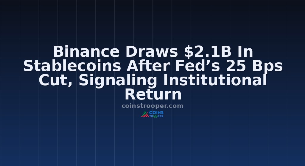 Binance Draws $2.1B In Stablecoins After Fed’s 25 Bps Cut, Signaling Institutional Return