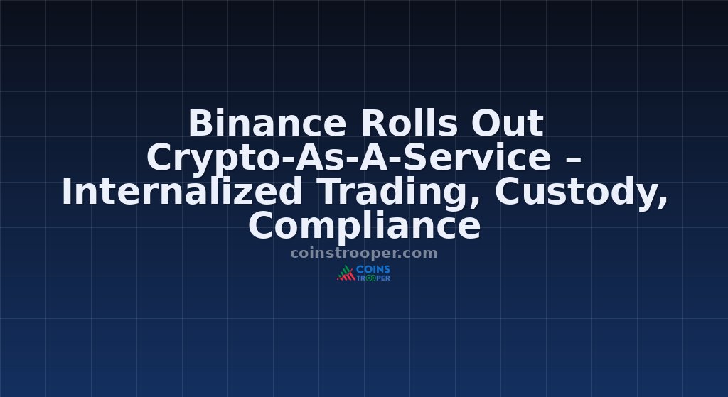Binance Rolls Out Crypto-As-A-Service – Internalized Trading, Custody, Compliance