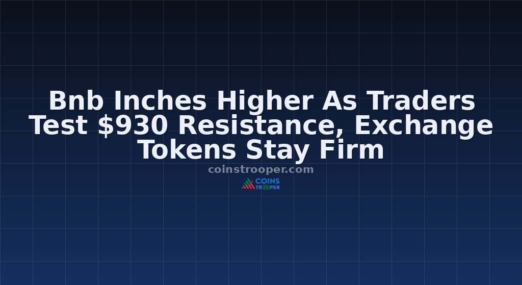 Bnb Inches Higher As Traders Test $930 Resistance, Exchange Tokens Stay Firm