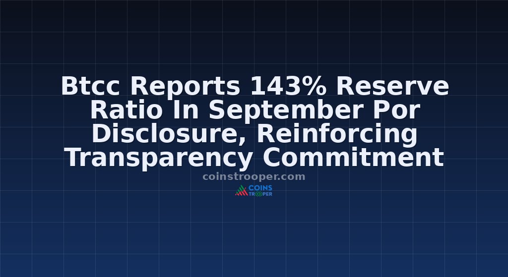 Btcc Reports 143% Reserve Ratio In September Por Disclosure, Reinforcing Transparency Commitment
