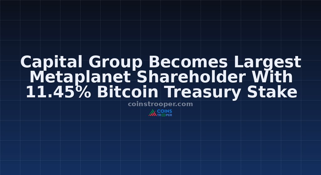 Capital Group Becomes Largest Metaplanet Shareholder With 11.45% Bitcoin Treasury Stake