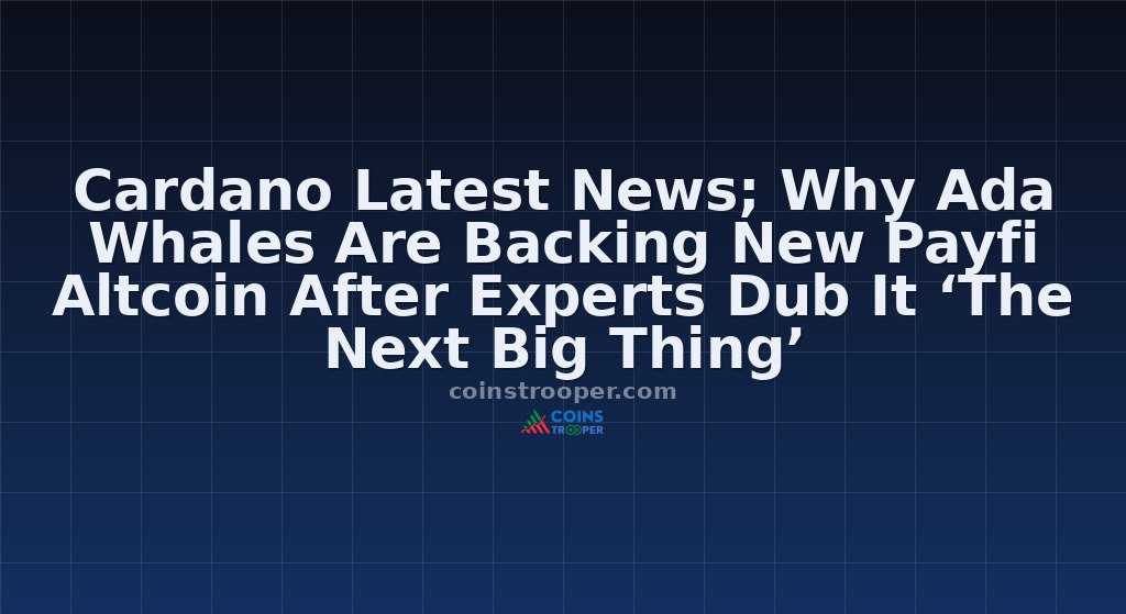 Cardano Latest News; Why Ada Whales Are Backing New Payfi Altcoin After Experts Dub It ‘The Next Big Thing’