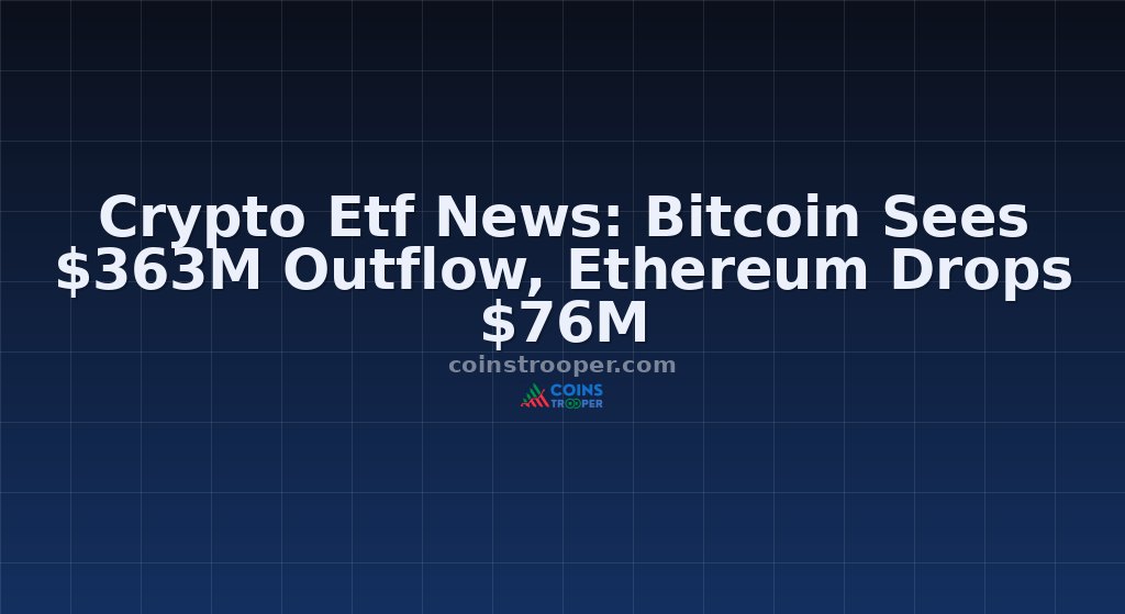 Crypto Etf News: Bitcoin Sees $363M Outflow, Ethereum Drops $76M