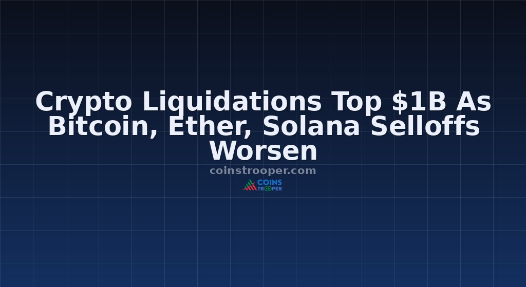 Crypto Liquidations Top $1B As Bitcoin, Ether, Solana Selloffs Worsen