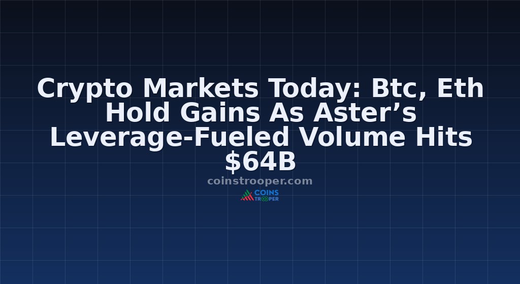 Crypto Markets Today: Btc, Eth Hold Gains As Aster’s Leverage-Fueled Volume Hits $64B