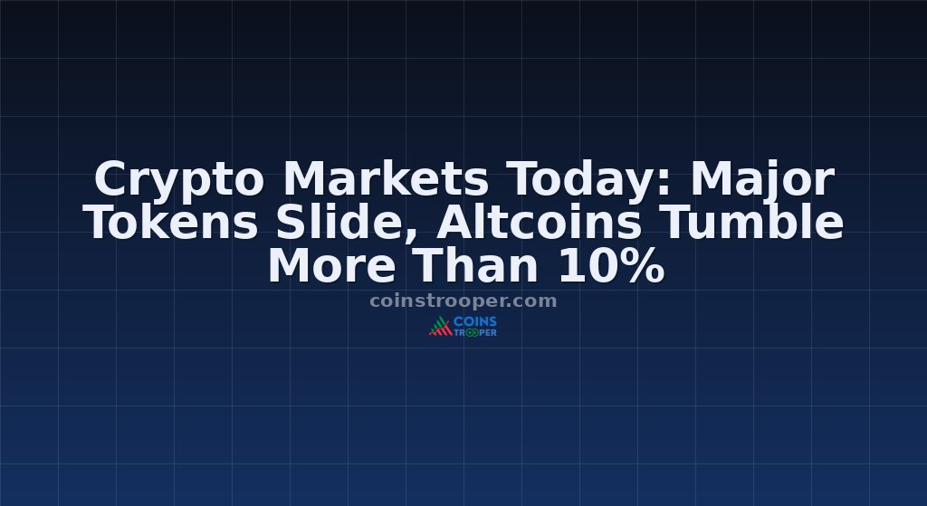 Crypto Markets Today: Major Tokens Slide, Altcoins Tumble More Than 10%