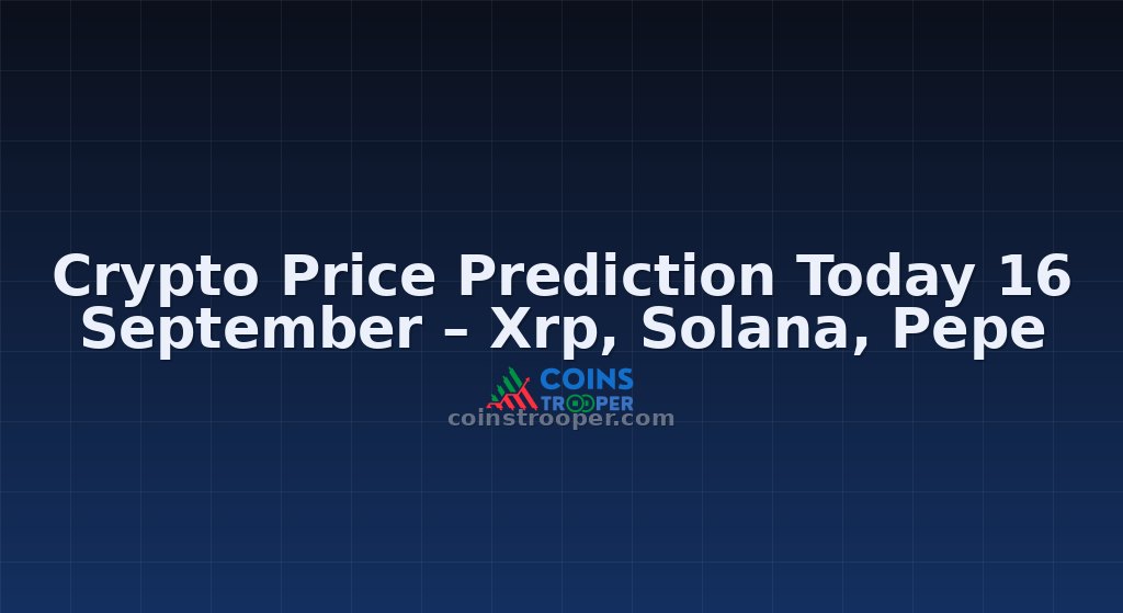Crypto Price Prediction Today 16 September – Xrp, Solana, Pepe