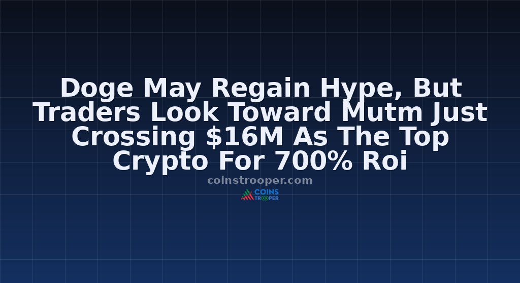 Doge May Regain Hype, But Traders Look Toward Mutm Just Crossing $16M As The Top Crypto For 700% Roi