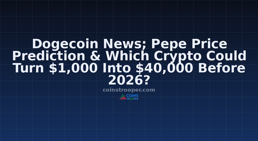 Dogecoin News; Pepe Price Prediction & Which Crypto Could Turn $1,000 Into $40,000 Before 2026?