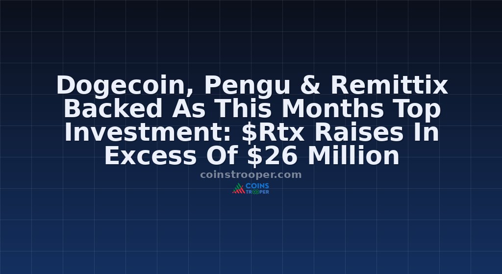 Dogecoin, Pengu & Remittix Backed As This Months Top Investment: $Rtx Raises In Excess Of $26 Million