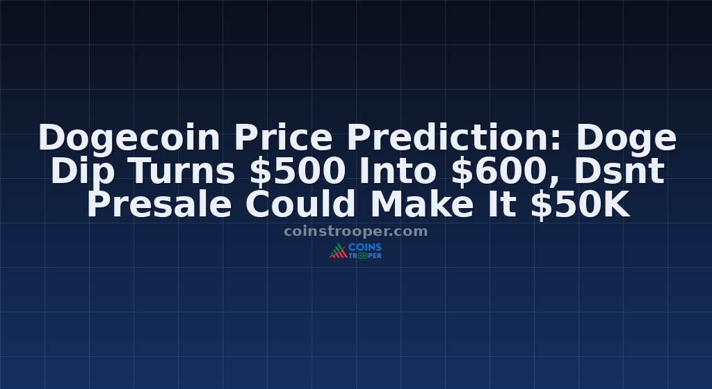 Dogecoin Price Prediction: Doge Dip Turns $500 Into $600, Dsnt Presale Could Make It $50K