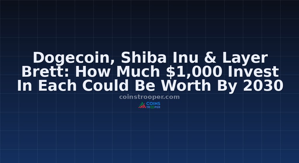 Dogecoin, Shiba Inu & Layer Brett: How Much $1,000 Invest In Each Could Be Worth By 2030