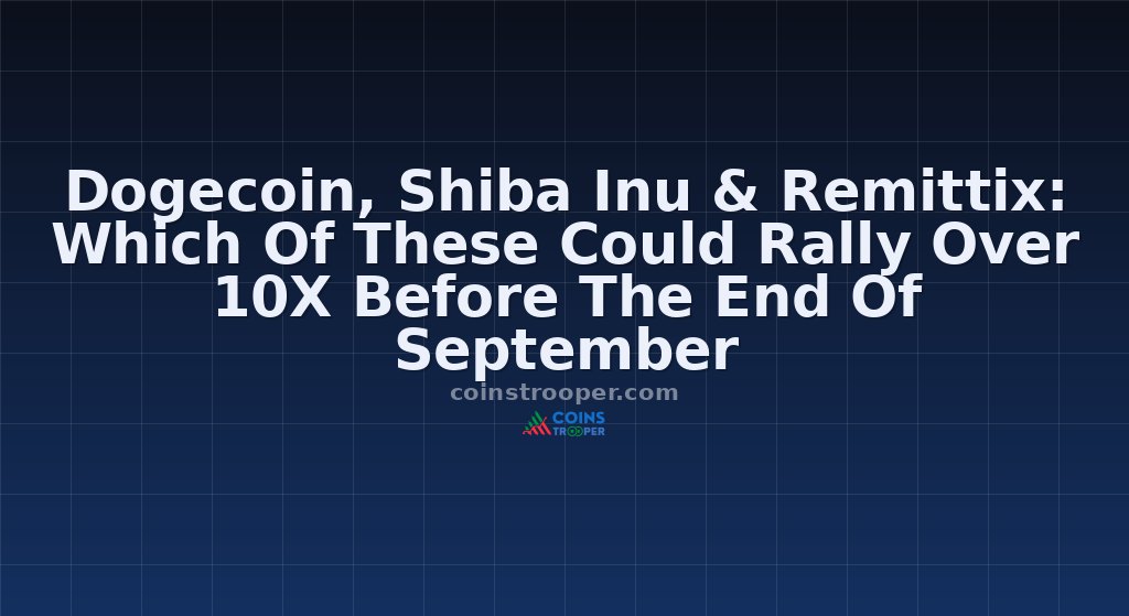 Dogecoin, Shiba Inu & Remittix: Which Of These Could Rally Over 10X Before The End Of September