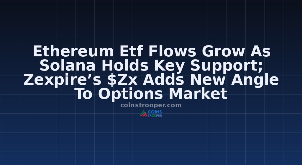 Ethereum Etf Flows Grow As Solana Holds Key Support; Zexpire’s $Zx Adds New Angle To Options Market