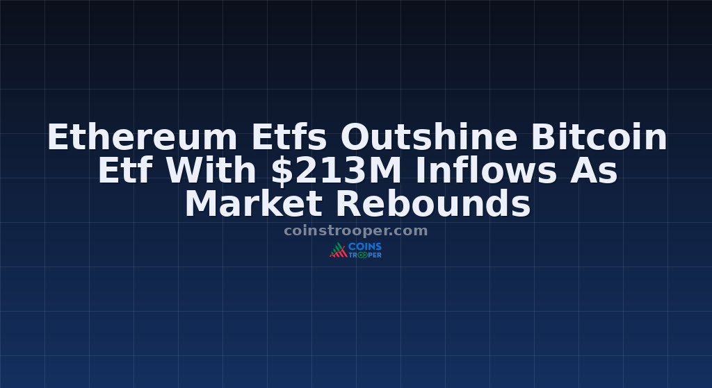 Ethereum Etfs Outshine Bitcoin Etf With $213M Inflows As Market Rebounds