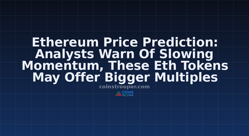 Ethereum Price Prediction: Analysts Warn Of Slowing Momentum, These Eth Tokens May Offer Bigger Multiples