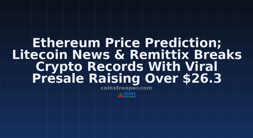 Ethereum Price Prediction; Litecoin News & Remittix Breaks Crypto Records With Viral Presale Raising Over $26.3 Million