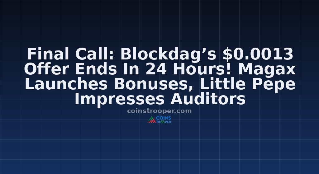 Final Call: Blockdag’s $0.0013 Offer Ends In 24 Hours! Magax Launches Bonuses, Little Pepe Impresses Auditors
