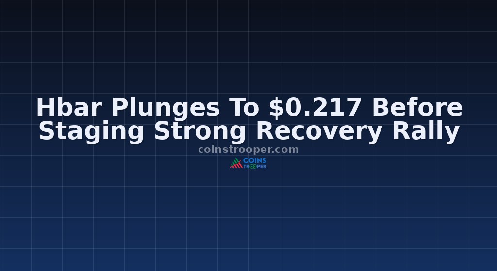 Hbar Plunges To $0.217 Before Staging Strong Recovery Rally