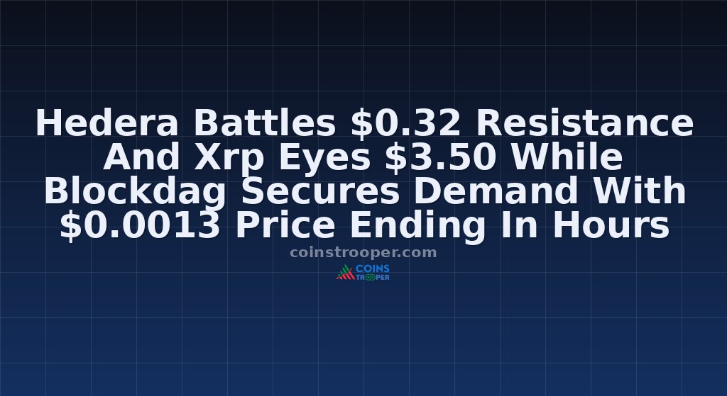 Hedera Battles $0.32 Resistance And Xrp Eyes $3.50 While Blockdag Secures Demand With $0.0013 Price Ending In Hours