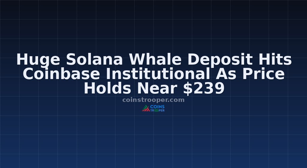 Huge Solana Whale Deposit Hits Coinbase Institutional As Price Holds Near $239