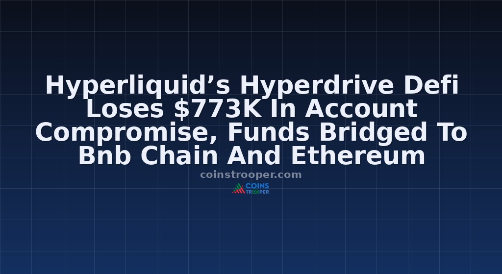 Hyperliquid’s Hyperdrive Defi Loses $773K In Account Compromise, Funds Bridged To Bnb Chain And Ethereum