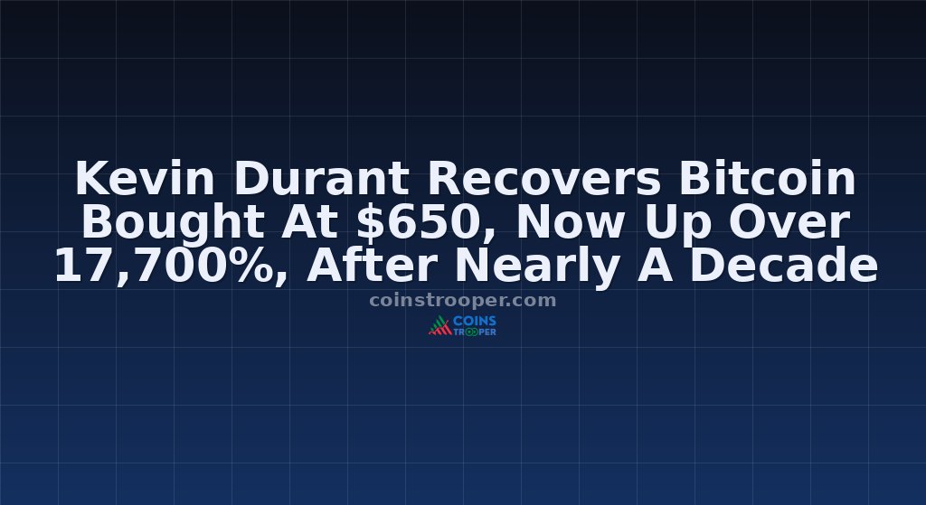 Kevin Durant Recovers Bitcoin Bought At $650, Now Up Over 17,700%, After Nearly A Decade