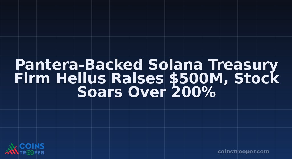 Pantera-Backed Solana Treasury Firm Helius Raises $500M, Stock Soars Over 200%