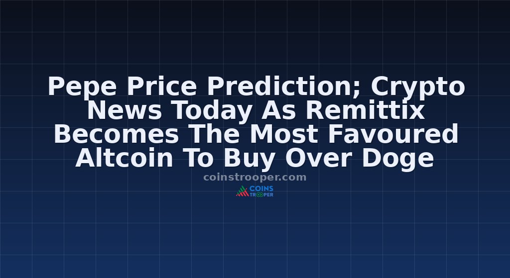 Pepe Price Prediction; Crypto News Today As Remittix Becomes The Most Favoured Altcoin To Buy Over Doge