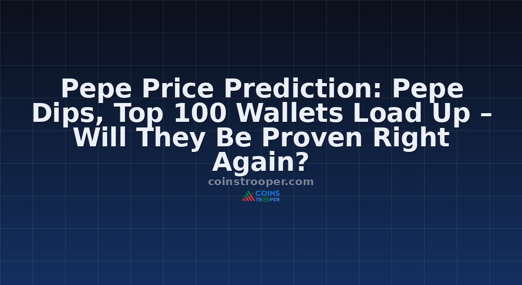 Pepe Price Prediction: Pepe Dips, Top 100 Wallets Load Up – Will They Be Proven Right Again?