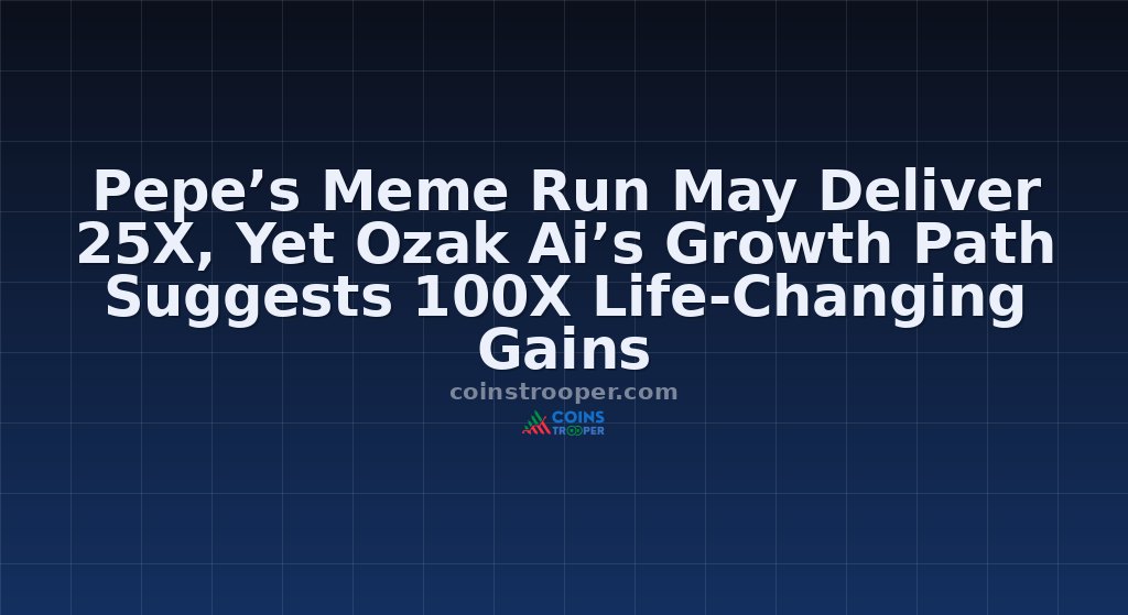 Pepe’s Meme Run May Deliver 25X, Yet Ozak Ai’s Growth Path Suggests 100X Life-Changing Gains