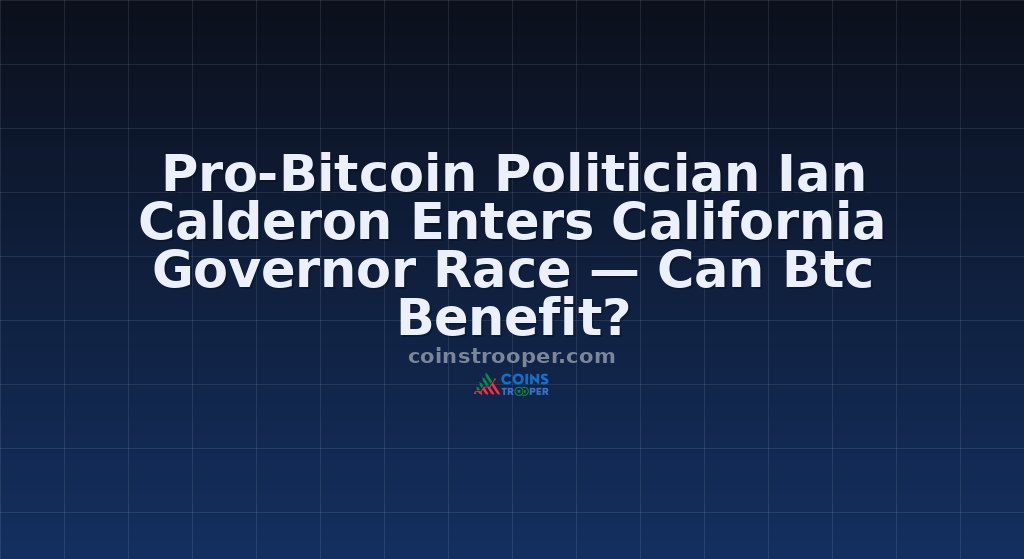 Pro-Bitcoin Politician Ian Calderon Enters California Governor Race — Can Btc Benefit?