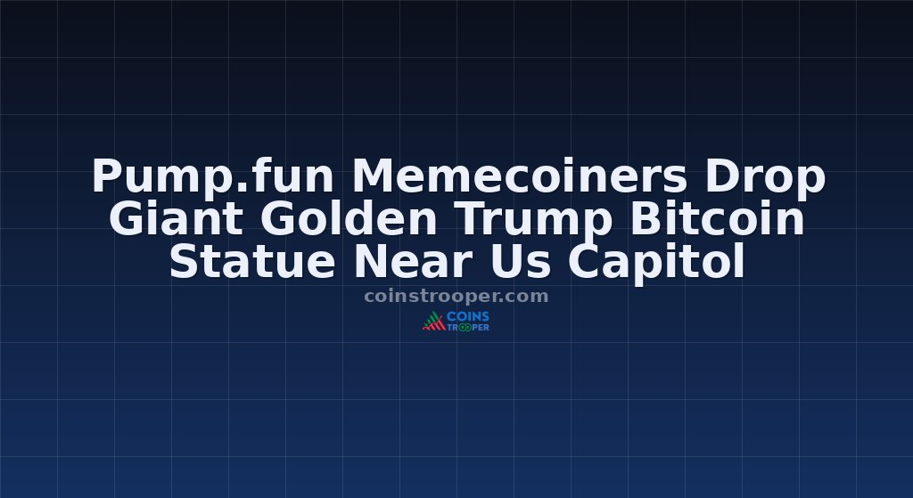 Pump.fun Memecoiners Drop Giant Golden Trump Bitcoin Statue Near Us Capitol