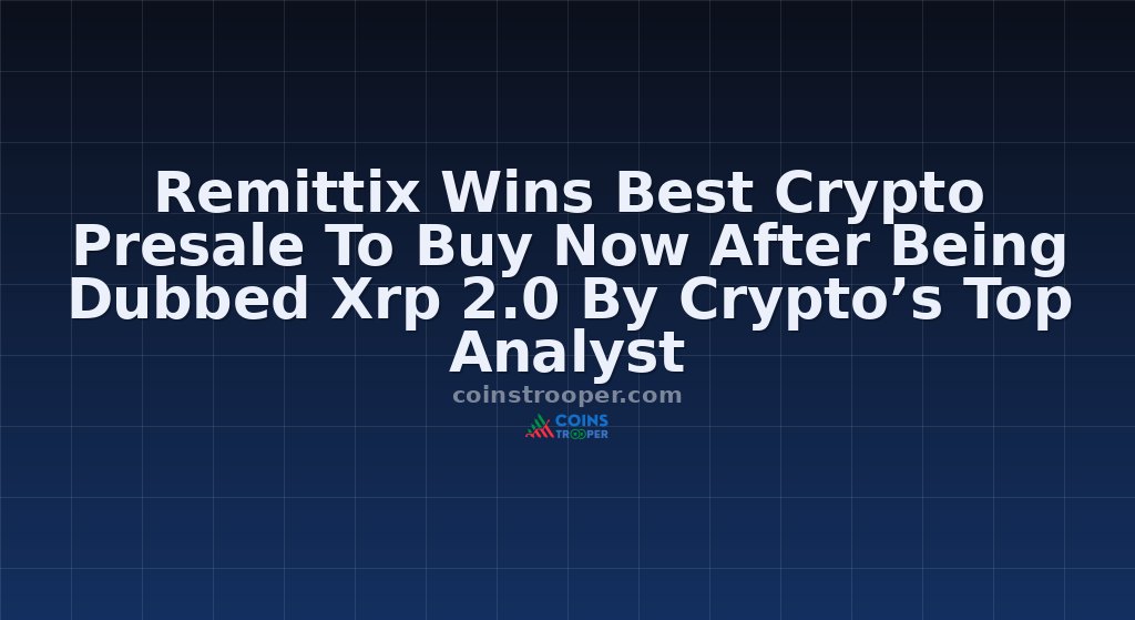 Remittix Wins Best Crypto Presale To Buy Now After Being Dubbed Xrp 2.0 By Crypto’s Top Analyst