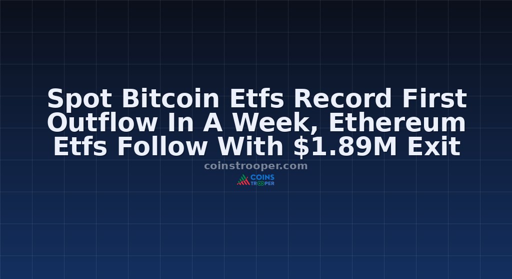Spot Bitcoin Etfs Record First Outflow In A Week, Ethereum Etfs Follow With $1.89M Exit