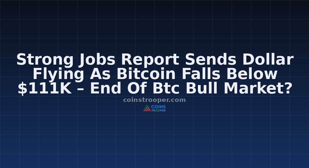 Strong Jobs Report Sends Dollar Flying As Bitcoin Falls Below $111K – End Of Btc Bull Market?