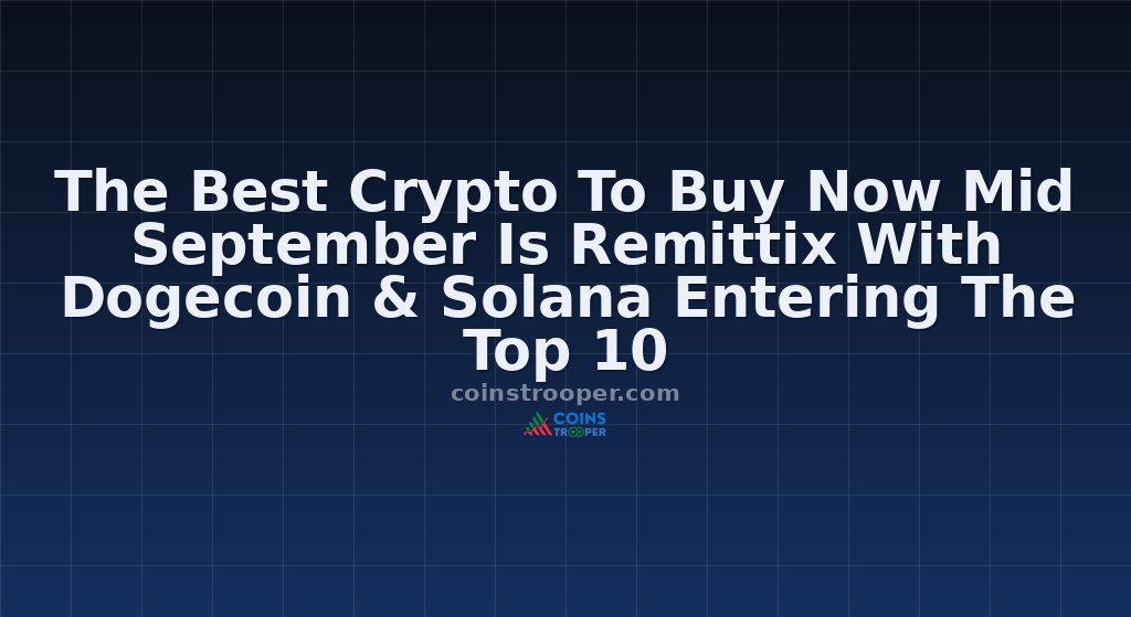 The Best Crypto To Buy Now Mid September Is Remittix With Dogecoin & Solana Entering The Top 10