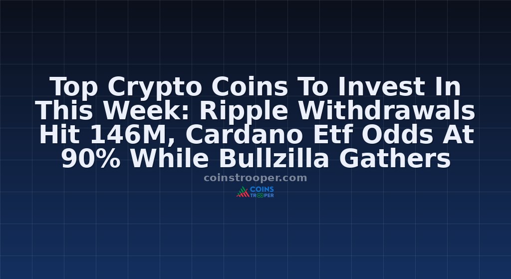 Top Crypto Coins To Invest In This Week: Ripple Withdrawals Hit 146M, Cardano Etf Odds At 90% While Bullzilla Gathers $1,700+ Buyers