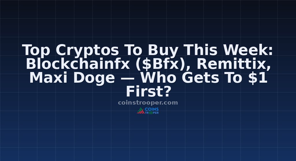Top Cryptos To Buy This Week: Blockchainfx ($Bfx), Remittix, Maxi Doge — Who Gets To $1 First?