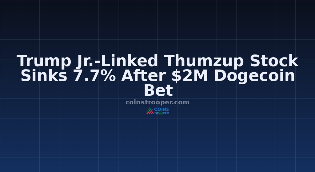 Trump Jr.-Linked Thumzup Stock Sinks 7.7% After $2M Dogecoin Bet